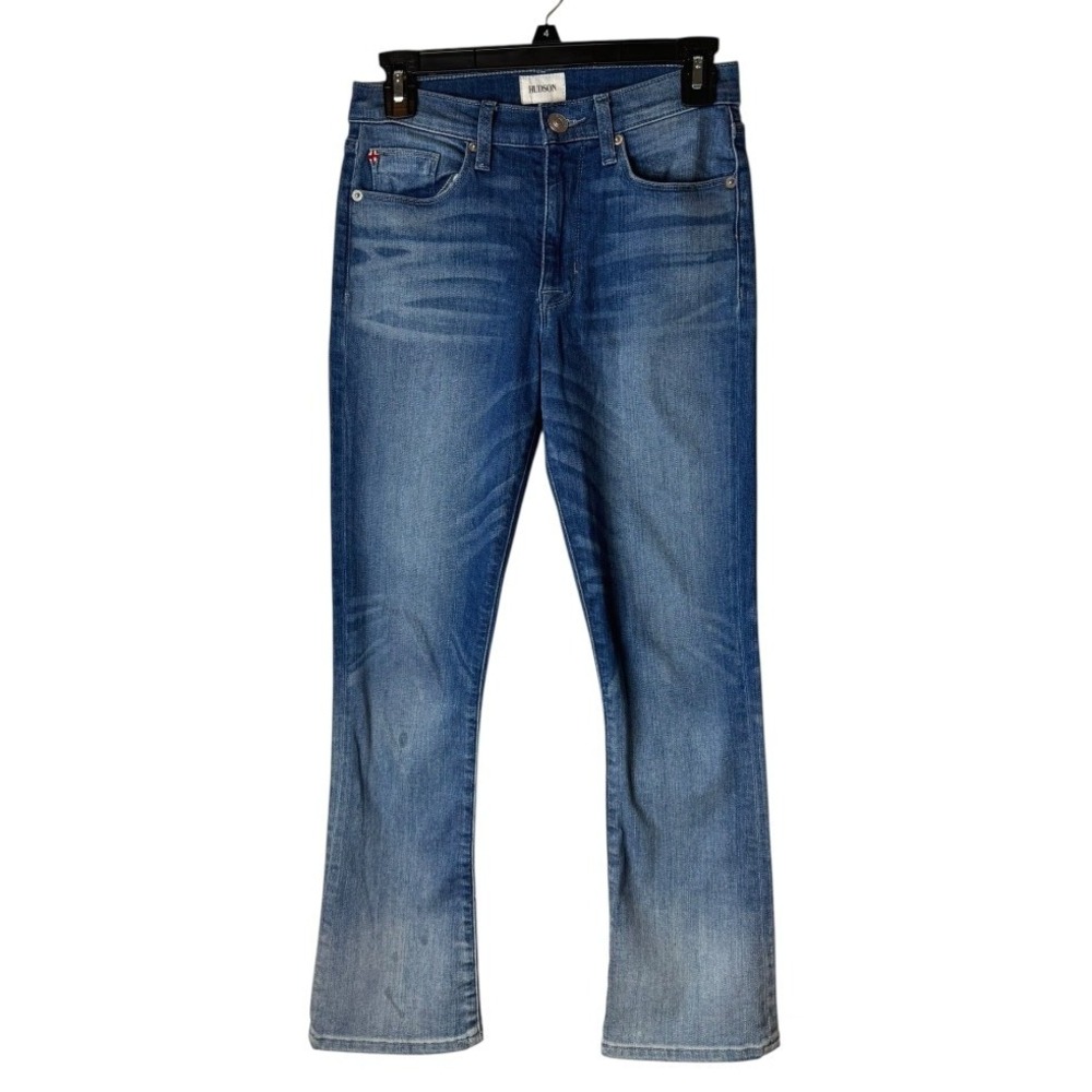 Hudson Jeans Women 26 Blue Medium Wash Harper High Rise Crop‎ Baby Kick Flare